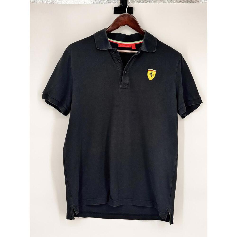 Scuderia Ferrari Shirt Mens Large Black F1 Racing Ferrari Polo Short Sleeve